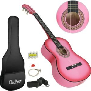 Smartxchoices 38" Acoustic Guitar Bundle with Gig Bag Strap Pitch Pipe Extra Strings Set Pick PINK 6 String for Beginners Starter Kids Girls Youths Students Right-handed (PINK) Smartxchoices 38" Acoustic Guitar Bundle with Gig Bag Strap Pitch Pipe Extra Strings Set Pick PINK 6 String for Beginners Starter Kids Girls Youths Students Right-handed (PINK)