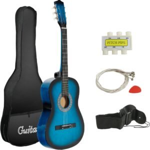 Smartxchoices 38" Kids Acoustic Guitar Bundle Kit for Starter Beginner Music Lovers, 6-String Folk Guitar with Gig Bag, Extra Set Steel Strings, Strap, Pitch Pipe and Pick (Blue) Smartxchoices 38" Kids Acoustic Guitar Bundle Kit for Starter Beginner Music Lovers, 6-String Folk Guitar with Gig Bag, Extra Set Steel Strings, Strap, Pitch Pipe and Pick (Blue)