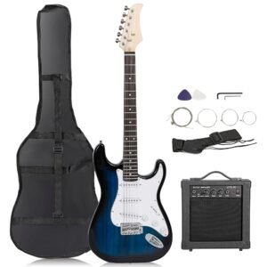 Smartxchoices 39" Electric Guitar Beginner Kit Full Size Blue Guitar with 10W Amp, Case and Accessories Pack for Starter (Blue) Smartxchoices 39" Electric Guitar Beginner Kit Full Size Blue Guitar with 10W Amp, Case and Accessories Pack for Starter (Blue)