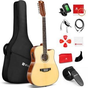 Vangoa 12 String Acoustic Guitar, 42 Inch Full Size Guitar 12 Strings, Spruce Top, Sapele Body for Beginners Teens Adults, Natural, Gloss Vangoa 12 String Acoustic Guitar, 42 Inch Full Size Guitar 12 Strings, Spruce Top, Sapele Body for Beginners Teens Adults, Natural, Gloss