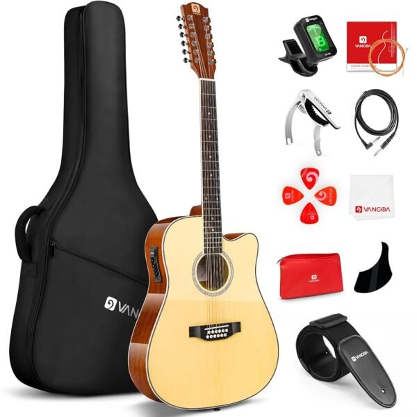Vangoa 12 String Acoustic Guitar, 42 Inch Full Size Guitar 12 Strings, Spruce Top, Sapele Body for Beginners Teens Adults, Natural, Gloss Vangoa 12 String Acoustic Guitar, 42 Inch Full Size Guitar 12 Strings, Spruce Top, Sapele Body for Beginners Teens Adults, Natural, Gloss