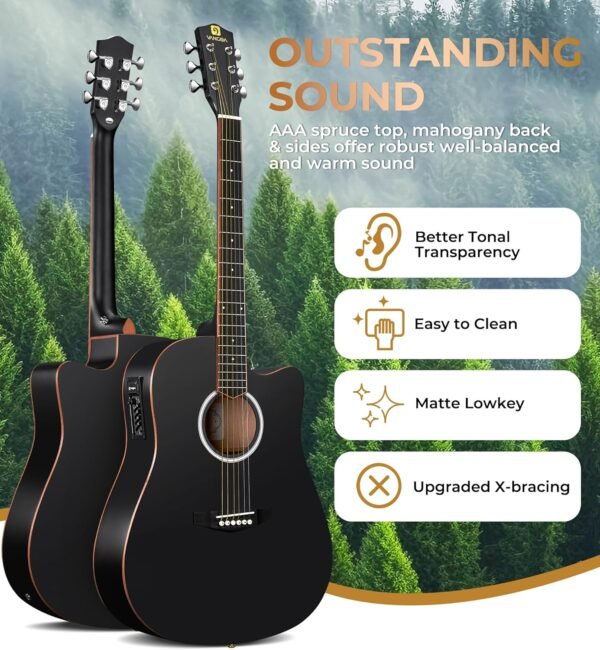 Vangoa Acoustic Electric Guitar Review Full Size Matte Black Bundle for Beginners Vangoa Acoustic Electric Guitar Review Full Size Matte Black Bundle for Beginners