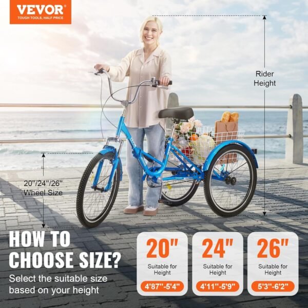VEVOR Folding Adult Tricycle Review Durable Carbon Steel 24-Inch 3 Wheel Cruiser VEVOR Folding Adult Tricycle Review Durable Carbon Steel 24-Inch 3 Wheel Cruiser