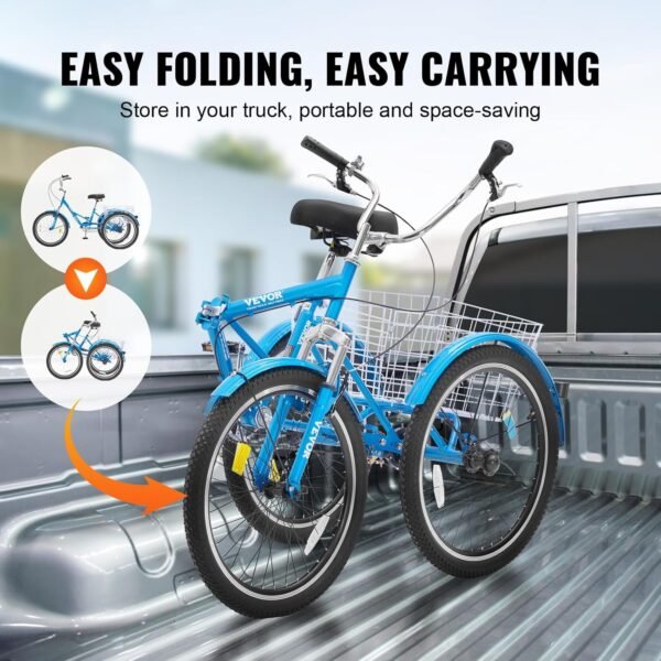 VEVOR Folding Adult Tricycle Review Durable Carbon Steel 24-Inch 3 Wheel Cruiser VEVOR Folding Adult Tricycle Review Durable Carbon Steel 24-Inch 3 Wheel Cruiser