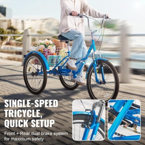 VEVOR Folding Adult Tricycle Review Durable Carbon Steel 24-Inch 3 Wheel Cruiser VEVOR Folding Adult Tricycle Review Durable Carbon Steel 24-Inch 3 Wheel Cruiser