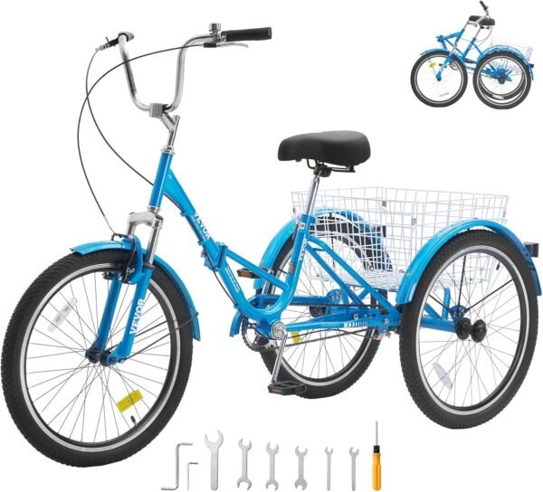 VEVOR Folding Adult Tricycle Review Durable Carbon Steel 24-Inch 3 Wheel Cruiser VEVOR Folding Adult Tricycle Review Durable Carbon Steel 24-Inch 3 Wheel Cruiser