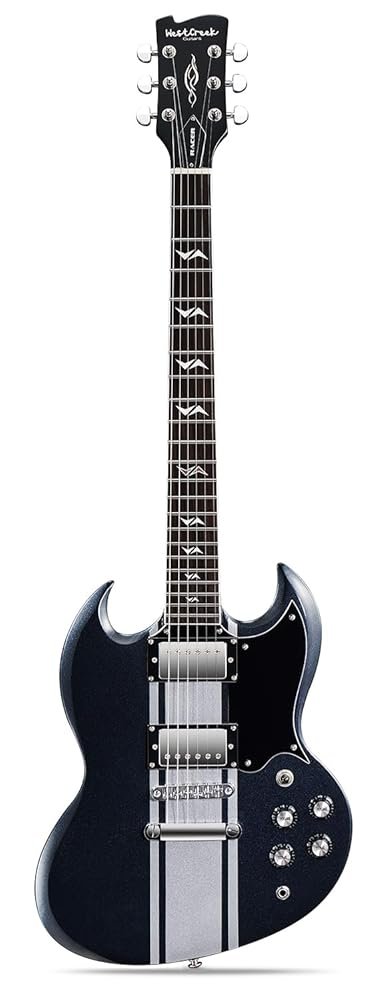 WestCreek RACER Solid Body Electric Guitar, Double Cut guitar, Rounded End Frets, Bone nut, Rosewood Fingerboard, Mahogany Body (Black GT) WestCreek RACER Solid Body Electric Guitar, Double Cut guitar, Rounded End Frets, Bone nut, Rosewood Fingerboard, Mahogany Body (Black GT)