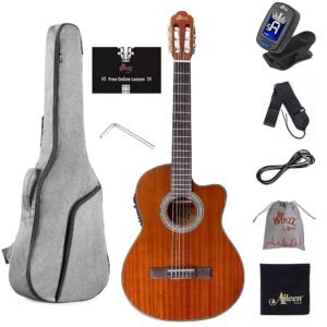 WINZZ AC309CE 39 Inches Cutaway Nylon-string Classical Electric Guitar Build-in Pickup Kit Set Online Lessons WINZZ AC309CE 39 Inches Cutaway Nylon-string Classical Electric Guitar Build-in Pickup Kit Set Online Lessons