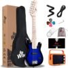 WINZZ EGM100 30 Inches Real Kids Electric Guitar with Beginner Kit, Right Handed, Blueburst WINZZ EGM100 30 Inches Real Kids Electric Guitar with Beginner Kit, Right Handed, Blueburst