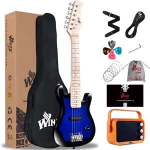 WINZZ EGM100 30 Inches Real Kids Electric Guitar with Beginner Kit, Right Handed, Blueburst WINZZ EGM100 30 Inches Real Kids Electric Guitar with Beginner Kit, Right Handed, Blueburst