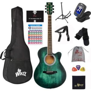 WINZZ HAND RUBBED Series - 40 Inches Cutaway Acoustic Acustica Guitar Beginner Starter Bundle with Online Lessons, Padded Bag, Stand, Tuner, Capo, Guitar Chords, Strap, Picks,... WINZZ HAND RUBBED Series - 40 Inches Cutaway Acoustic Acustica Guitar Beginner Starter Bundle with Online Lessons, Padded Bag, Stand, Tuner, Capo, Guitar Chords, Strap, Picks,...