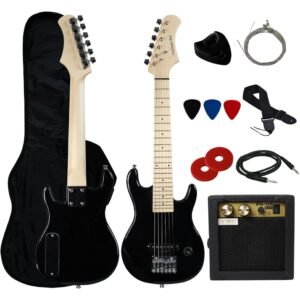 YMC 30" Kids Electric Guitar Pack With 5-Watt Amp, Gig Bag,Strap,Cable,Strings,Picks,and Wrench,Guitar Combo Accessory Kit-Black YMC 30" Kids Electric Guitar Pack With 5-Watt Amp, Gig Bag,Strap,Cable,Strings,Picks,and Wrench,Guitar Combo Accessory Kit-Black