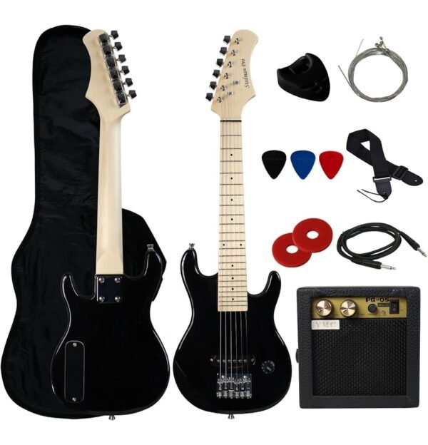 YMC 30" Kids Electric Guitar Pack With 5-Watt Amp, Gig Bag,Strap,Cable,Strings,Picks,and Wrench,Guitar Combo Accessory Kit-Black YMC 30" Kids Electric Guitar Pack With 5-Watt Amp, Gig Bag,Strap,Cable,Strings,Picks,and Wrench,Guitar Combo Accessory Kit-Black