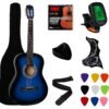 YMC 38" Blue Beginner Acoustic Guitar Starter Package Student Guitar with Gig Bag,Strap, 3 thickness 9 Picks,2 Pickguards,Pick Holder, Extra Strings, Electronic Tuner -Blue YMC 38" Blue Beginner Acoustic Guitar Starter Package Student Guitar with Gig Bag,Strap, 3 thickness 9 Picks,2 Pickguards,Pick Holder, Extra Strings, Electronic Tuner -Blue