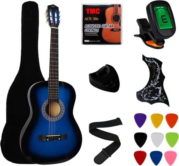 YMC 38 Inch Acoustic Guitar Starter Kit Blue Complete Beginner Review YMC 38 Inch Acoustic Guitar Starter Kit Blue Complete Beginner Review